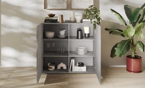 SNAKE kétajtós komód, betonhatású testtel és szürke, díszített mintázatú előlapokkal