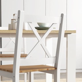 HOMCOM 4 db-os étkezőszék készlet, konyhai székek, vidéki stílus, magas háttámla, fenyőfa keret, nappalihoz, hálószobához, konyhához, természetes fa é