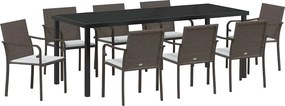 vidaXL Kert étkező szett 9 pcs Barna és fekete PE Rattan