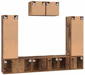 TV szekrény garnitúra 7 pcs Régi fa 180 x 30 x 120 cm Faanyag
