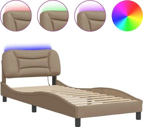 vidaXL cappuccino színű ágykeret LED-ekkel matrac nélkül Hvar 90 x 200 cm