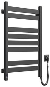 Fürdőszobai létrás törölközőszárító radiátor termosztáttal LARGO 432W/230V 80,6 cm IP44 fekete, jobb oldali