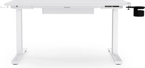 Elektromos, állítható magasságú, ergonomikus, fehér íróasztal,1200x600 mm: ARIA