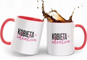 Fehér Bögre Piros Középpel Nyomott Minta, Nőnapi Ajándék