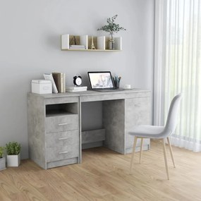 betonszürke szerelt fa íróasztal 140 x 50 x 76 cm