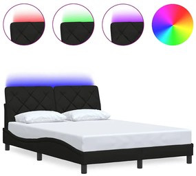 fekete szövet ágykeret LED-es matrac nélkül 140x200 cm