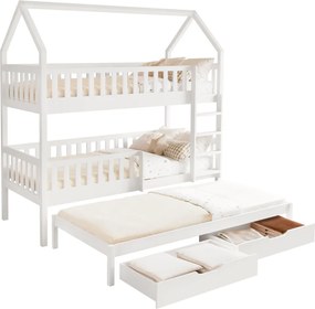 Montessori emeletes ágy pótággyal, fehér, VENITA TYP 1