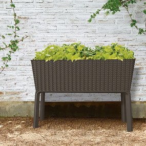 Splendor megemelt műanyag kerti virágláda 120l fonott rattan
