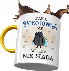 Sárga Bögre Takarítónőnek Olyan, Hogy A Legyek Nem Ülnek Nyomtatott Fotóval