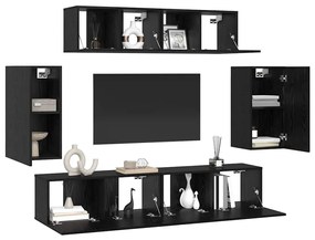 TV szekrény garnitúra 6 pcs Musta tammi 80 x 30 x 30 cm Faanyag