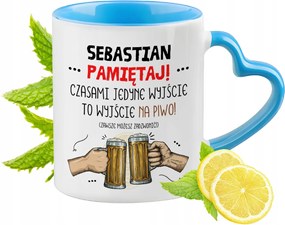 Sebastiannak Kék bögre szív alakú füllel ajándékba