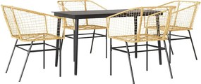 vidaXL 5 észes barna polyrattan üveg kerti étkezőgarnitúra