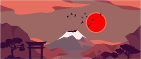 Kép - A Fuji-hegy illusztrációi (120x50 cm)