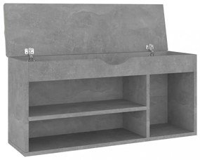 betonszürke szerelt fa cipőtároló pad párnával 104 x 30 x 49 cm