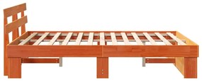 vidaXL Ágykeret fejtámlával Viaszbarna 140 x 200 cm Tömör fenyőfa