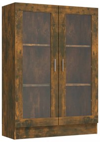 füstös tölgyszínű szerelt fa vitrinszekrény 82,5x30,5x115 cm