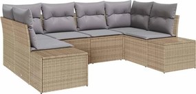 vidaXL Kerti Kanapé Szett párnával 6 pcs Bézs polirattan