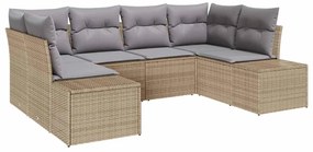 vidaXL Kerti Kanapé Szett párnával 6 pcs Bézs polirattan