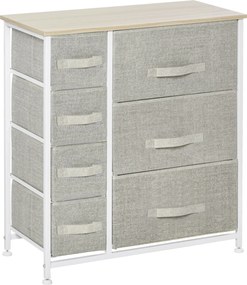 HOMCOM 7 fiókos szövetfiókos tárolószekrény hálószobába, nappaliba, folyosóra 63,5x30x71 cm Szürke | Aosom