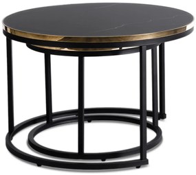 Dohányzóasztal Szett ARON Fekete márvány/Arany