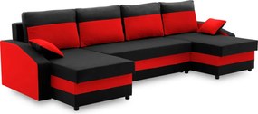 Sparta sarokkanapé, 1 ágyneműtartóval, szövet anyag, univerzális oldal, bonell töltet, fekete - piros