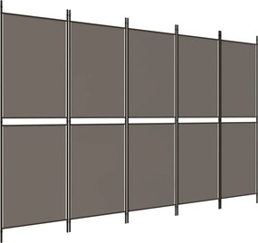 vidaXL 5 paneles antracitszürke szövet térelválasztó 250 x 220 cm