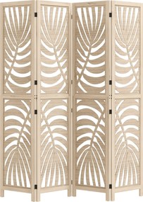 HOMCOM Beltéri 4 Paneles Fahasáb 160 x 170 cm Összecsukható és Hordozható Privátszűrő, Levél Mintás, Eltávolítható Elválasztó Nappaliba, Hálószobába,