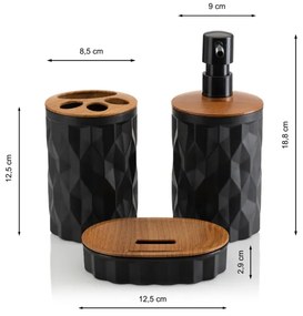 Fürdőszobai készlet REINA 5 db fekete/barna