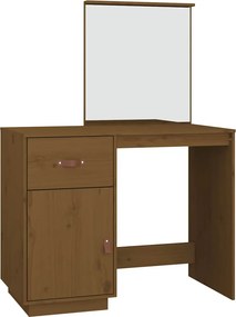 vidaXL mézbarna tömör fenyőfa fésülködőasztal 95 x 50 x 134 cm