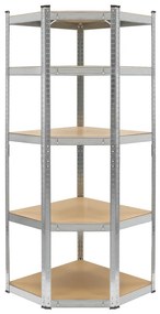 Sarokpolcos fém állvány 2 az 1-ben 5 polc garázshoz 180x90x40cm polconkénti teherbírással 875kg