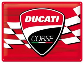 Fém tábla Ducati Corse - Logo Racing Flag