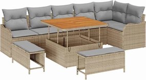 vidaXL Kerti Kanapé Szett párnával 9 pcs Beige és Világosszürke
