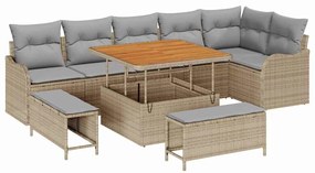 vidaXL Kerti Kanapé Szett párnával 9 pcs Beige és Világosszürke