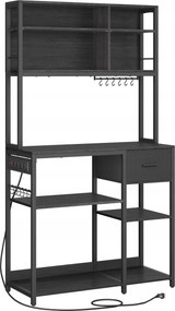 Konyhai Polc Rendező Könyvespolc Mikrohullámú Sütő Állvány 100x180x40 CM Fekete