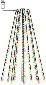 vidaXL karácsonyfa-fényháló 250 színes LED-del 250 cm