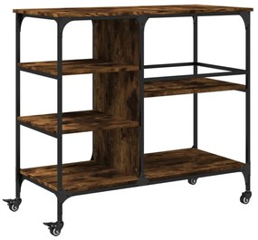 füstös tölgy színű szerelt fa zsúrkocsi 100 x 45 x 89,5 cm