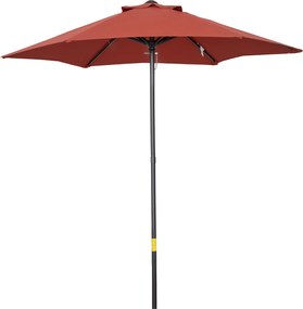 Outsunny Ernyő Ø196 cm, hatszögletű erkélyernyő, strandernyő, szélálló, stabil piaci ernyő, tekerhető ernyő napvédelemhez strandhoz, erkélyhez, kerthe