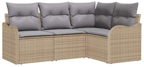 vidaXL Kerti Kanapé Szett tárolóval 4 pcs Bézs polirattan