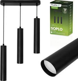 Led Függő Lámpa GU10 Sín Csillár Reflektor Tuba Túlnyúlás Fekete Asztal felett