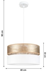 Csillár zsinóron LIMA 1xE27/60W/230V fehér/arany