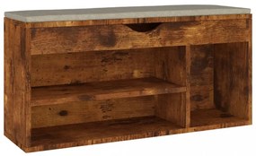 füstölt tölgy színű cipőtároló pad párnával 104 x 30 x 49 cm
