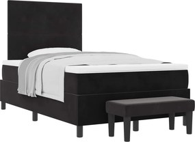 vidaXL Boxrugós ágy matracmal fejtámlával Fekete 120 x 200 cm Bársony