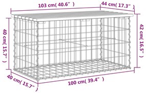impregnált fenyőfa gabion kerti pad 103 x 44 x 42 cm