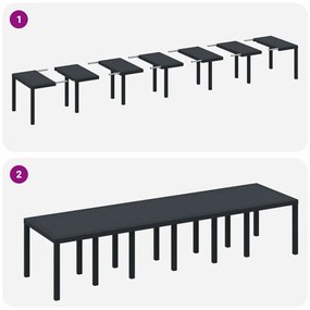 13 Részes Kert Étkező Szett Párnákkal Világosszürke Polirattan, Kerti Asztal Világosszürke 200x100x73 cm Polirattan, Kerti Asztal Világosszürke 150x100x73 cm Polirattan, Kerti Székek Párnákkal 4 db Világosszürke Polirattan