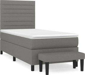 vidaXL sötétszürke szövet rugós ágy matraccal 90 x 200 cm
