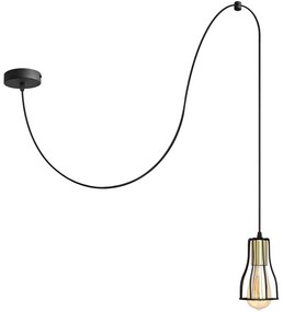 Csillár zsinóron TUBE LONG 1xE27/15W/230V fekete/arany