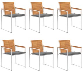 vidaXL 6 db tömör akácfa kerti szék párnákkal