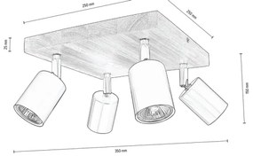 Spot-Light DO2910451 - Mennyezeti spotlámpa MANARA 4xGU10/5W/230V fenyő