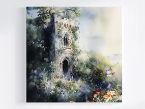 Poszter Rejtélyes Kastély Torony Romok Kert Virágok 80x80