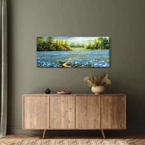 Kép - ösvény a mezőn, olajfestmény (120x50 cm)